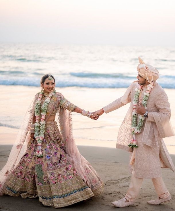 Pre-wedding couple portrait along the Chandrabhaga shoreline near Konark